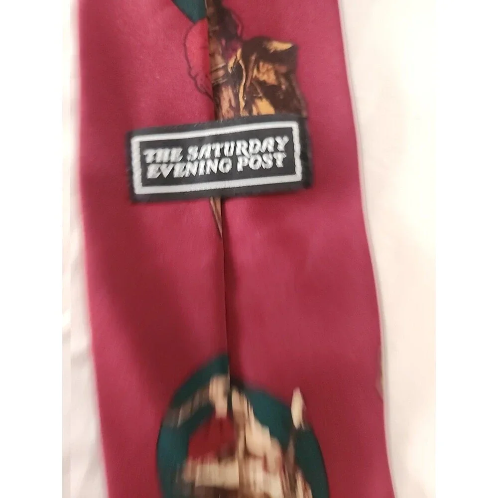 Vintage 1994 Saturday Evening Post Christmas Mens Necktie Santa Norman Rockwell